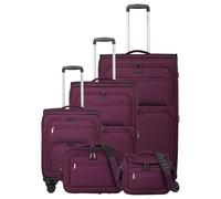 Travelite Cubis 4 Rollen Kofferset 5-teilig mit Dehnfalte lila