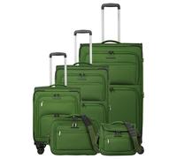 Travelite Cubis 4 Rollen Kofferset 5-teilig mit Dehnfalte grün