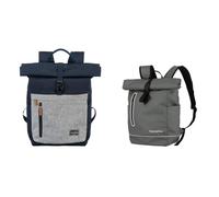 Travelite Handgepäck Rucksack mit Laptop Fach 15,6 Zoll & BASICS Rucksack aus wasserfestem Material, Schulrucksack aus Polyester mit Reflektoren + Roll-Up Verschluss, 400g, 48 cm, 19 Liter