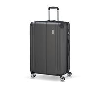 Travelite Hartschalenkoffer groß, erweiterbar, 4 Rollen, City, Trolley mit kratzfester Oberfläche, TSA Schloss, Dehnfalte, 77 cm, 113-124 Liter