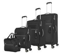 Travelite Kofferset 4 teilig Weichschale 4 Rollen, Größen S-M-L + Bordtasche, nachhaltig, MIIGO, Reisegepäck Set aus recyceltem Material, TSA Schloss, Koffer Größen L + M erweiterbar