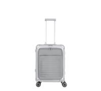 Travelite Next Aluminium-Trolley S+ mit Vortasche, 4 Rollen Silber