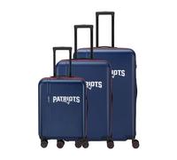 Travelite NFL 3-teiliges Koffer Set New England Patriots Größen L/M/S | Hartschalenkofferset 3-teilig aus ABS mit TSA Schloss, 4 Doppelrollen, Dehnfalte im mittleren Trolley, 103/80/36 Liter
