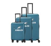 Travelite NFL 3-teiligesKoffer Set Philadelphia Eagles Größen L/M/S | Hartschalenkofferset 3-teilig aus ABS mit TSA Schloss, 4 Doppelrollen, Dehnfalte im mittleren Trolley, 103/80/36 Liter