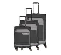 Travelite Weichschalenkoffer Set VIIA, 3-teilig S/M/L, 34/80/103 L, recyceltes Polyester, mit TSA-Kombinationsschloss, Dehnfalte (M+L), 4 Doppelrollen