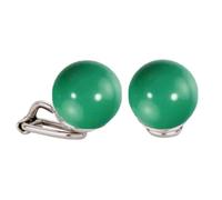 Traveller Ohrclip - Damen - Silberfarben - Swarovski Perle - 12 mm - Jade Grün - Platiniert - 112437