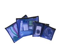 Travelon 4-teiliges Set aus Netzbeuteln - Reise-Organizer für dein Gepäck, Blau, 9.5 x 12.75 x 0.5