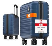 Travely Premium Handgepäck Koffer 45x36x20cm - passend für Ryanair, Lufthansa, Eurowings und co. I 32L Handgepäck Koffer mit sanften Rollen, Reisekoffer, Nachtschwarz
