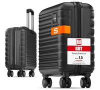 Travely Premium Handgepäck Koffer 45x36x20cm - passend für Ryanair, Lufthansa, Eurowings und co. I 32L Handgepäck Koffer mit sanften Rollen, Reisekoffer, Nachtschwarz