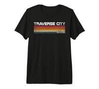 Traverse City Michigan Retro Streifen Vintage City Design Premium T-Shirt
