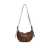 Travistar Leopard Crossbody Bag Damen Klein Umhängetasche Handtasche Damen Wildleder Moon Tasche Schultertasche Hobo Slouchy Bag Bauchtasche mit Abnehmbarer Schultergurt