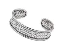 Treasure Bay Damen Silber Armreif Armband - Fabulous 925 Sterling Silber Gewebte Geflochtene Manschette Armreif Armband für Frauen Mädchen, 16.5 cm, Silber