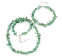Treasure Bay Schönes Set aus Halskette und Armband aus natürlichem blauem Türkis, Saphir-Jade-Edelstein-Chips, für Damen und Mädchen, Edelstein
