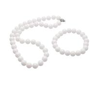 TreasureBay Damen-Halsketten-Schmuck-Set | Atemberaubende 10 mm natürliche Edelstein-Perlenkette und Armband, Edelstein, Jade, Achat, Amethyst, Quarz