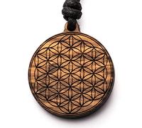 treeforce Blume des Lebens Holzkette, Halskette, Schlüsselanhänger oder Auto- Anhänger 3 in 1 DIY Schmuck, Handmade, nachhaltig und vegan aus Holz