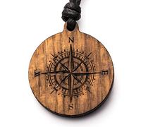 treeforce Kompass, Wegweiser, Halskette, Holzkette, Schlüsselanhänger oder Auto- Anhänger 3 in 1 DIY Schmuck, Handmade, nachhaltig und vegan aus Holz