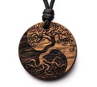 treeforce Yin Yang Baum des Lebens Holzkette, Halskette, Schlüsselanhänger oder Auto- Anhänger 3 in 1 DIY Schmuck, Handmade, nachhaltig und vegan aus Holz
