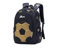 Treer 3D Fußball Rucksack Kinder, Unisex Schulrucksack für Kinder Kinderrucksack Mädchen Jungen Kindergartenrucksack Schulranzen 1-9. Klasse, Schulranzen für Schule Gehen, Reisen (Gold,XL)