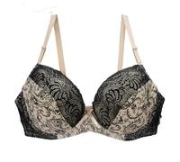 Treer BH Damen Ohne Bügel Push Up Große Größen, BH Große Brüste Starker Halt Weich Bequemer Seamless Bustier Atmungsaktiver Verstellbarer Schultergurt für Alltags (90E,1261 Beige)