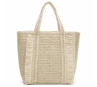 Treer Große Strandtasche Damen | trohtasche Shopper mit Reißverschluss für Sommer Strand Urlaub, Geflochtene Umhängetasche Handtasche Große Kapazität