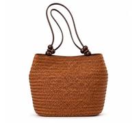 Treer Große Strandtasche Damen | trohtasche Shopper mit Reißverschluss für Sommer Strand Urlaub, Geflochtene Umhängetasche Handtasche Große Kapazität