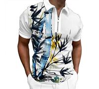 Treer Herren Poloshirt mit Kragen Männer Kurzarm, Regular Fit Sommer 3D Bambus T-Shirt Slim Fit Tops Polo Shirts Polohemd Übergrößen Menswear für Casual Golf Sport, S-6XL