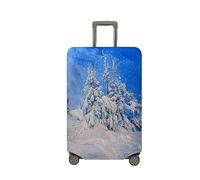 Treer Kofferhülle,Elastische Kofferschutzhülle,Snowy Mountain Druck Reise Suitcase Cover,Waschbare Kofferüberzug Reisekoffer Hülle Schutz Bezug Schutzhülle (Weiß,L)