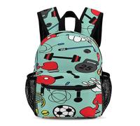 Treer Rucksack Kinder, Schulrucksack Cartoon-Ball-Motiv Wasserdicht Nylon Kinderrucksack, Kindergartenrucksack Schulranzen für 3-14 Jahre Mädchen Jungen (Aqua Green,31x25x13.5cm)
