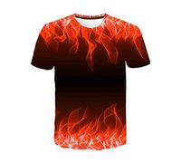Treer T Shirt Herren 3D Print, Feuer Flamme Drucken Sommer Unisex T-Shirt Casual Rundhals Kurzarm Shirt Tops Männer Beiläufige Hemden Sport Tops Blusen S-5XL (rot,M)