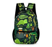 Treer Wasserdicht Rucksack Kinder, 3D-Dinosaurier Schulrucksack für Kinder Groß Nylon Kinderrucksack Mädchen Jungen Kindergartenrucksack Schulranzen für 3-14 Jahre (Dunkelgrün,43x32x15cm)