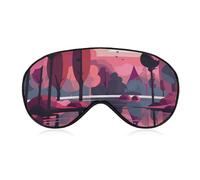 Trees by Lake Augenmaske, seitliche Schlafmaske, leichte Augenbinde, Schlafmaske, Nasenpolster und Gummiband für Kinder, Frauen und Männer