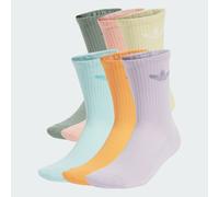 Trefoil Cushion Crew Socken, 6 Paar Silver Green / Glow Pink / Powder Yellow 37-39