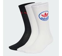 Sportsocken ADIDAS ORIGINALS "TREFOIL CREW 3P", Damen, Gr. S, weiß, better scarlet, schwarz, weiß, Obermaterial: 59% Baumwolle, 37% Polyester, 3% Elasthan, 1% Polyamid, Socken Sportsocken (67767832-S)