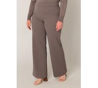 Treggings BASE LEVEL CURVY "Arah", Damen, Gr. 52, Länge 32, grau (schwarz taupe), Web, Obermaterial: 97% Polyester, 3% Elasthan, unifarben, loose fit extralang, Hosen Treggings, mit elastischem Bund (