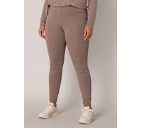 Treggings BASE LEVEL CURVY, Damen, Gr. 50, N-Gr, grau (schwarz taupe), Web, Obermaterial: 65% Viskose, 30% Nylon, 5% Elasthan, unifarben, regular fit lang, Hosen Treggings, mit elastischem Bund und an