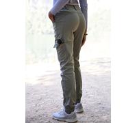 Trekkinghose VIVANCE ACTIVE "Cargo Jeans Optik", Damen, Gr. 34, N-Gr, grün (khaki), Obermaterial: 98% Baumwolle, 2% Elasthan, unifarben, Hosen Trekkinghose, Baumwollmix mit Cargo Taschen (92670562-34)