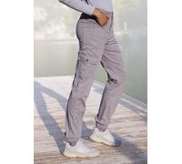 Trekkinghose "Cargo Jeans Optik", Damen, Gr. 36, N-Gr, grau (stone), Obermaterial: 98% Baumwolle, 2% Elasthan, VIVANCE ACTIVE BY LASCANA, unifarben, Hosen Trekkinghose, Baumwollmix mit Cargo Taschen, 