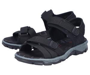 Trekkingsandale RIEKER, Damen, Gr. 39, schwarz, Nubuklederimitat, Textil, Schuhe, Trekkingschuh, Outdoorsandale, Sommerschuh mit Klettriemchen (74329065-39) schwarz