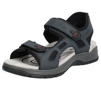 Trekkingsandale RIEKER, Damen, Gr. 47, schwarz (jeansblau, schwarz), Lederimitat, Textil, Schuhe, Sommerschuh, Outdoorsandale, Freizeitsandale, mit Klettverschlüssen (10192137-47) jeansblau, schwarz