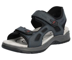 Trekkingsandale RIEKER, Herren, Gr. 44, schwarz (jeansblau, schwarz), Lederimitat, Textil, Schuhe, Sommerschuh, Outdoorsandale, Freizeitsandale, mit Klettverschlüssen (10192137-44) jeansblau, schwarz