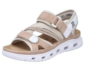 Trekkingsandale RIEKER SPORT, Damen, Gr. 41, rosa (altrosa, creme), Lederimitat, Textil, Schuhe Trekkingsandale, Outdoorsandale, Sommerschuh, Sandale mit praktischen Klettverschlüssen, Topseller (1426