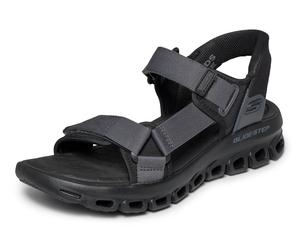 Trekkingsandale SKECHERS "GLIDE STEP SANDAL - DOVAH", Herren, Gr. 45, schwarz, Lederimitat, Textil, Schuhe, Outdoorsandale, Klettschuh, Sommerschuh mit Memory Foam (27607232-45) schwarz