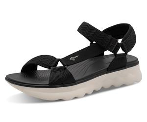 Trekkingsandale TAMARIS, Damen, Gr. 38, schwarz, Textil, unifarben, Schuhe, Plateau, Sandalette, Riemchensandale in veganer Verarbeitung (99286418-38) schwarz