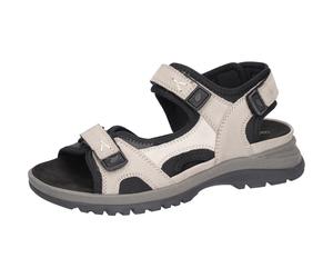 Trekkingsandale WALDLÄUFER "H-Sora", Damen, Gr. 8,5 (42,5), grau (hellgrau, schwarz), Nubukleder, Textil, Schuhe Trekkingsandale, Outdoorschuh, Sommerschuh, Keilabsatz, in bequemer Schuhweite H (43443