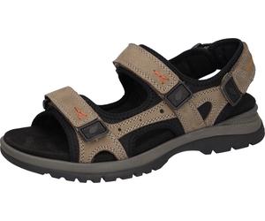 Trekkingsandale WALDLÄUFER "H-TARO", Herren, Gr. 10 (44,5), beige (beige, schwarz), Nubukleder, Textil, unifarben mit Farbeinsatz, Schuhe, Outdoorsandale, Klettsandale in Komfortweite H (= sehr weit)