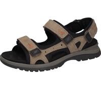 Trekkingsandale WALDLÄUFER "H-TARO", Herren, Gr. 10,5 (45), beige, schwarz, Nubukleder, Textil, unifarben mit Farbeinsatz, Schuhe, Outdoorsandale, Klettsandale in Komfortweite H (= sehr weit) (5803473