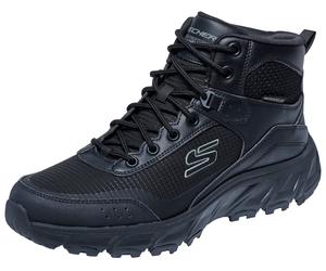 Trekkingschuh SKECHERS "HILLCREST 2.0", Herren, Gr. 41, schwarz, Lederimitat, Textil, Schuhe Trekkingschuh, Schnürboots, Freizeitschuh, wasserabweisend (33817322-41)