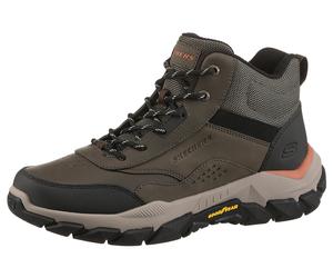 Trekkingschuh SKECHERS "SANTORO-HOPKINS", Herren, Gr. 41, grün (olivgrün), Leder, Mesh, Synthetik, Schuhe Trekkingschuh, Freizeitschuh, Schnürboots mit Air-Cooled Memory Foam (65371660-41) olivgrün