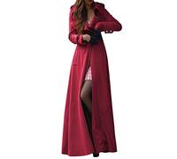 Trench Mantel Knöchellang - Trenchcoat Tailliert Übergangsjacke Parka Lang Revers Coat Kunstwolle Outwear Winter Mantel Aus Baumwoll-Mix, Modern Elegant Business (Rot, XXL)
