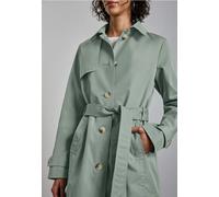 Trenchcoat STREET ONE, Damen, Gr. 44, grün (mint grün), Web, Obermaterial: 69% Baumwolle, 31% Polyester; Futter: 100% Polyester, unifarben, casual, gerade hüftbedeckend, V-Ausschnitt, Langarm Bündchen